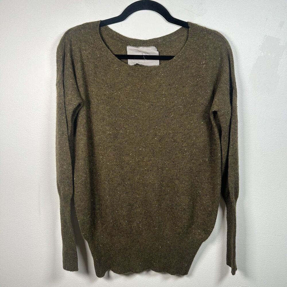 Lu Ren Women’s Dolman Sleeve Green Brown Sweater Size Small 100% Cashmere